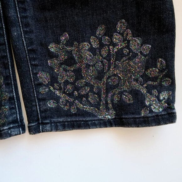 Ralph Lauren Black High Rise Jeans With Glitter Hem Size 14 - Picture 4 of 6